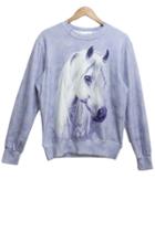 Oasap Horse Print Fleece Sweatshirt