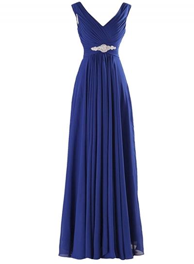 Oasap Women's Elegant V Neck A-line Chiffon Long Evening Prom Dress