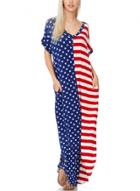 Oasap Loose The Stars And Stripes V-neck Pocket Women Maxi Dress