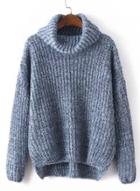 Oasap High Neck Long Sleeve Solid Color Pullover Sweater
