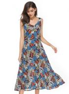 Oasap Fashion V Neck Sleeveless Leaf Printed Maxi Dress