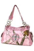 Oasap Pink Fleur-de-lis Accent Shoulder Bag In Real Tree