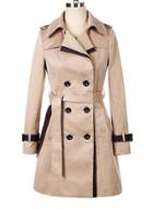 Oasap Fashion Long Sleeve Double Breasted Slim Trench Coat