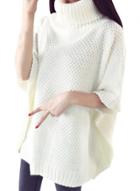 Oasap Women's Fashion Turtleneck Batwing Sleeve Knit Cloak Sweater