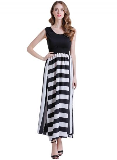 Oasap Women's Summer Sleeveless Striped Maxi Beach Party Tank Dress