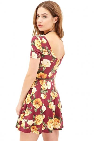 Oasap Demure Floral A-line Mini Dress