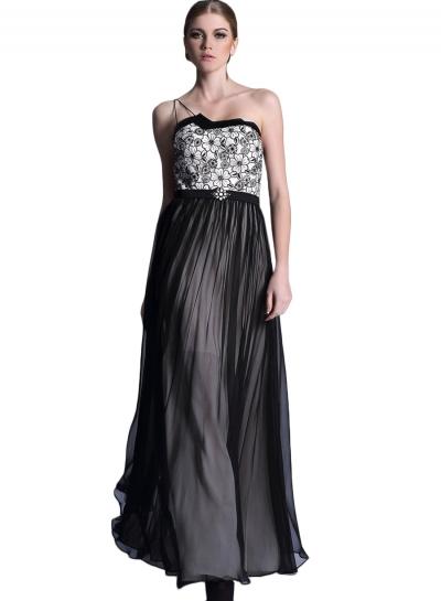 Oasap Women's Elegant Floral Embroidery Off Shoulder Prom Dress