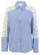 Oasap Women's Batwing Sleeve Lace Paneled Stripe Button Down Shirt