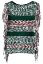 Oasap Mixed Color Tassel Striped Sleeveless Sweater
