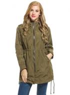 Oasap Fashion Solid Front Zip Hooded Parka Coat