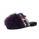 Oasap Cute Pom Pom Flat Heels Slippers With Bow