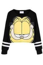 Oasap Garfield Cat Print Cropped Sweatshirt