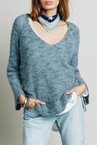 Oasap Chic Heathered Side-slit Pullover Sweater
