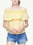 Oasap Striped Off Shoulder Short Sleeve Ruffle Pullover Blouse