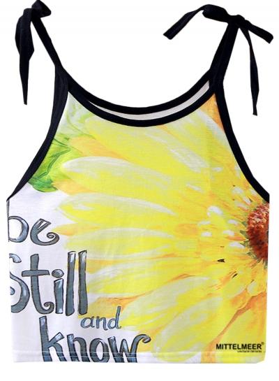 Oasap Women's Sunflower Graphic Spaghetti Strap Sleeveless Crop Top