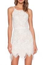 Oasap Off White Lace Backless Mini Dress