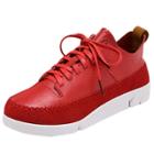 Oasap Women's Solid Lace-up Flat Leather Sneakers