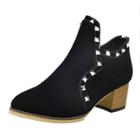 Oasap Pointed Toe Block Heels Rivet Ankle Boots
