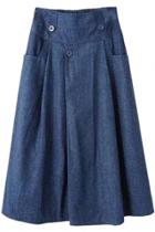 Oasap Sweet Solid Linen Midi Skirt