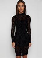 Oasap Fashion Long Sleeve Mesh Mini Dress