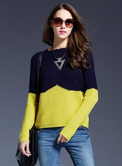 Oasap Color Block Pullover Knit Sweater