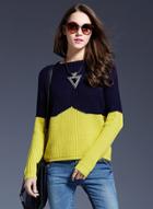 Oasap Color Block Pullover Knit Sweater