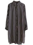 Oasap Women's Color Block Striped Print Button Down Shirt