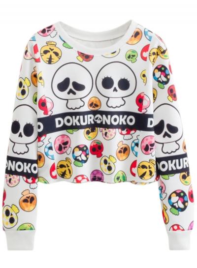 Oasap Women's Long Sleeve Cartoon Print Pullover Cropped Sweatshirt