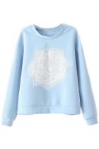 Oasap Embroidered Floral Pattern Sweatshirt