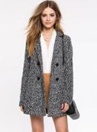 Oasap Heathered Double Breasted Wool Blend Coat