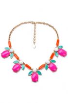 Oasap Hot Pink Water Drop Bib Necklace