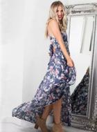 Oasap Floral Printed Halter Neck Sleeveless Maxi Dress