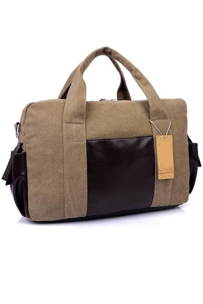 Oasap Street-chic Pu-paneled Canvas Bag