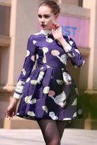 Oasap Chic Swing Printing Stand Collar A-line Dress