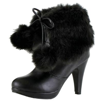 Oasap Cute Winter Pom Pom High Heels Boots