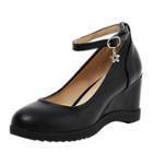 Oasap Round Toe Wedge Heels Shoes