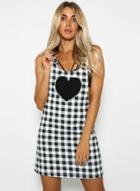 Oasap Fashion Plaid Heart Overalls Dress
