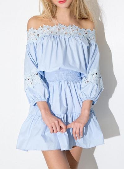 Oasap Off Shoulder Elastic Waist A-line Dress