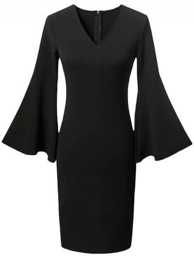 Oasap Women's Hot Deep V Flare Sleeve Bodycon Dress