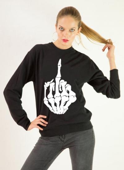 Oasap Halloween Skeleton Hand Loose Fit Sweatshirt