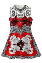 Oasap Baroque Floral Sleeveless Mini Dress
