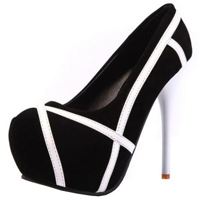 Oasap Round Toe Platform High Stiletto Heels Slip-on Pumps