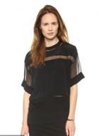 Oasap Mesh Panel Rib Detail Tee Shirt