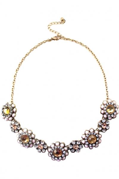 Oasap Vintage Sunflower Faux Gem Necklace