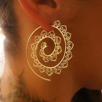 Oasap Fashion Alloy Oval Circle Helical Vintage Earrings