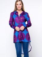 Oasap Fashion Button Down Printed High Low Shirt