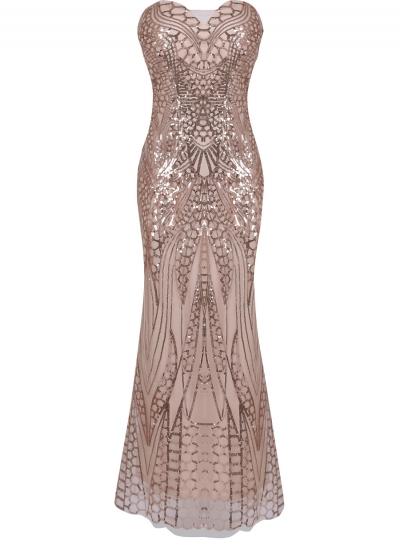 Oasap Strapless Sequins Maxi Mermaid Evening Dress