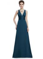 Oasap Women's Classic Solid Color Deep V Prom Dress