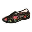 Oasap Traditional Round Toe Floral Embroidery Flat Mesh Shoes