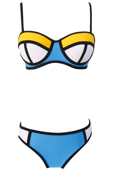 Oasap Chic Color Block Two Piece Bikini Swimwear